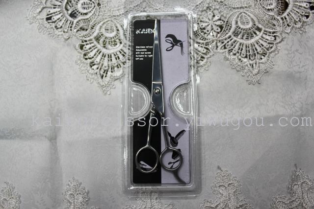 Kaibo factory all steel hair scissors, stainless steel scissors cutting scissors KB765 plastic suction gift box Kaibo factory all steel hair scissors, stainless steel scissors cutting scissors KB765 plastic suction gift box