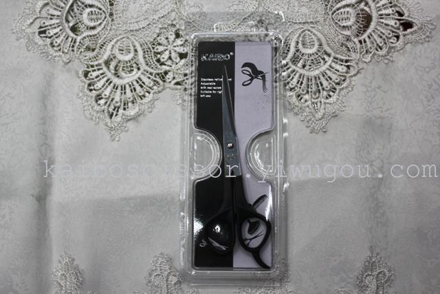 Kaibo factory all steel hair scissors, stainless steel scissors cutting scissors KB765 plastic suction gift box Kaibo factory all steel hair scissors, stainless steel scissors cutting scissors KB765 plastic suction gift box