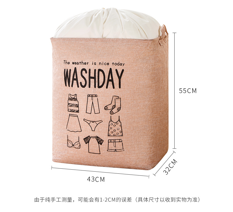 Factory Direct Sales Storage Basket Cotton and Linen Fabric Dirty Clothes Basket Children's Toys Clothing Storage Bag Oversized Drawstring Laundry Basket