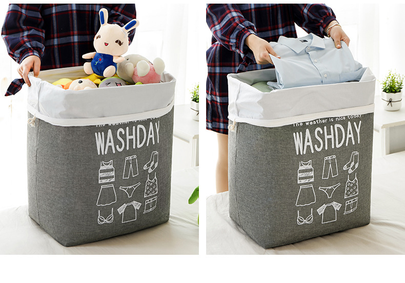 Factory Direct Sales Storage Basket Cotton and Linen Fabric Dirty Clothes Basket Children's Toys Clothing Storage Bag Oversized Drawstring Laundry Basket