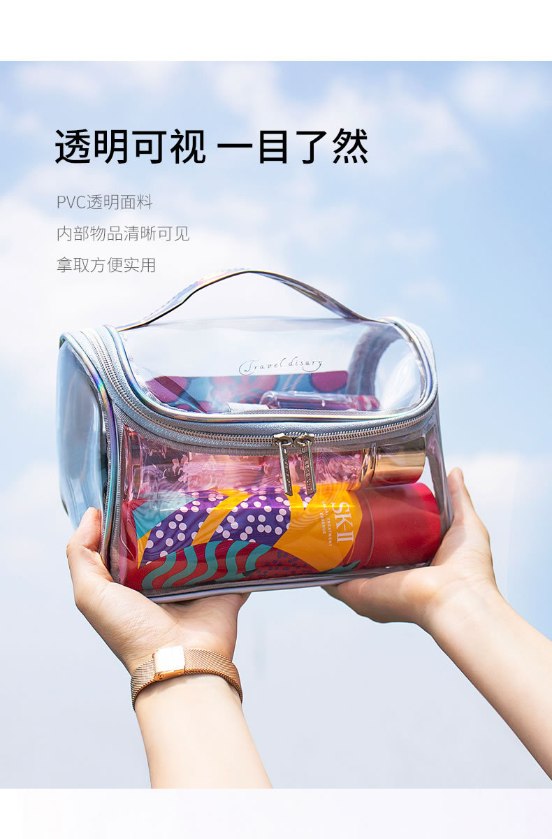 Internet Celebrity Transparent Simple Waterproof Large Capacity Fitness Wash Bag Bath Bag Ins Storage Bag Portable Cosmetic Bag