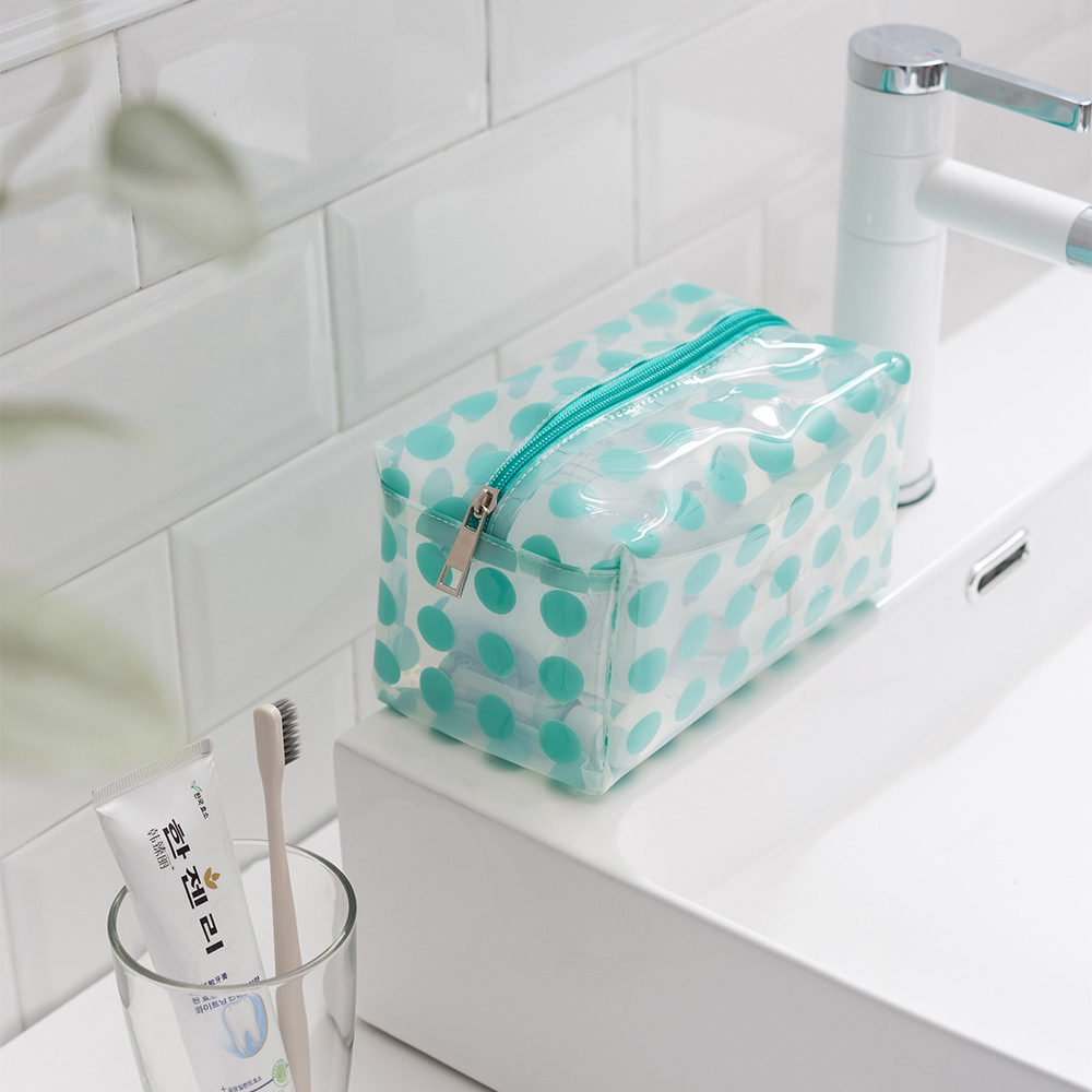 Transparent, simple, portable, PVC retro, pot-point makeup bag, wash gargle bag, large capacity, waterproof storage bag
