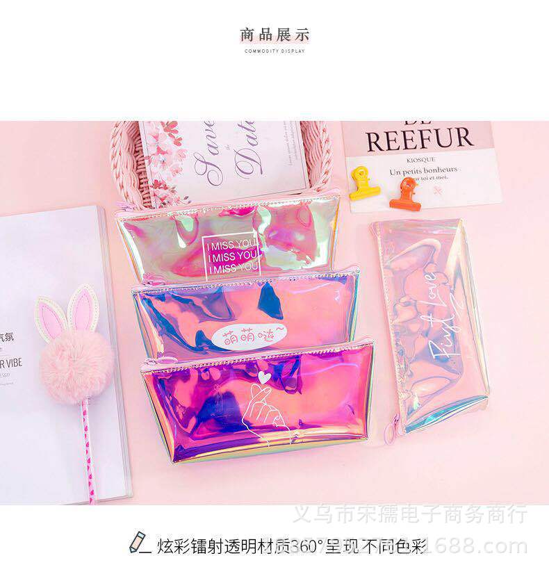 Large Pencil Case PVC Pen Bag Pencil Case Laser Reflective TPU Pencil Case Student Prize Oxford Fabric Pencil Bag Pencil Case Stationery Storage Bag