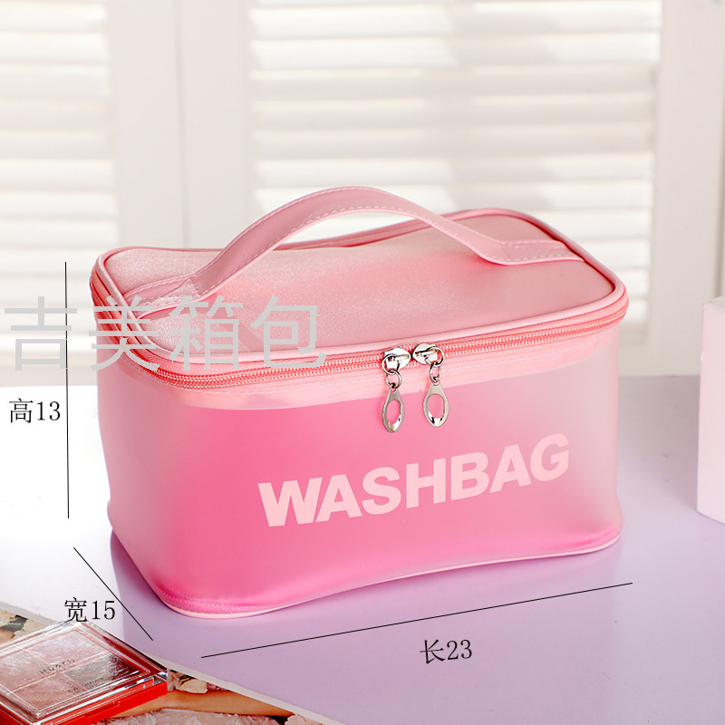 Korean Style Frosted Translucent Cosmetic Bag Portable Travel Cosmetics Storage Bag Simple Portable Outdoor Bag Wash Bag