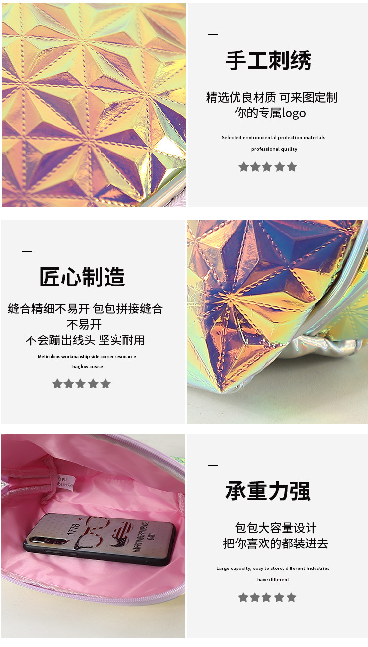 Factory Customized Laser Cosmetic Bag Ins Trendy Cool Shell Cosmetic Bag Cosmetic Bag Portable Waterproof Cosmetics Storage Bag Customization