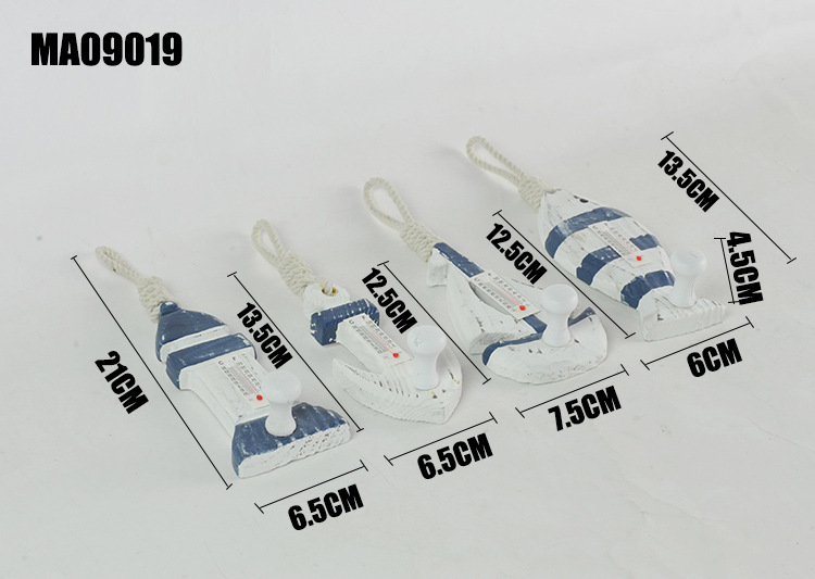 Mediterranean Solid Wood Hook Thermometer Household Pendant Ocean Wall Coat hook MA09019 Mediterranean Solid Wood Hook Thermometer Household Pendant Ocean Wall Coat hook MA09019
