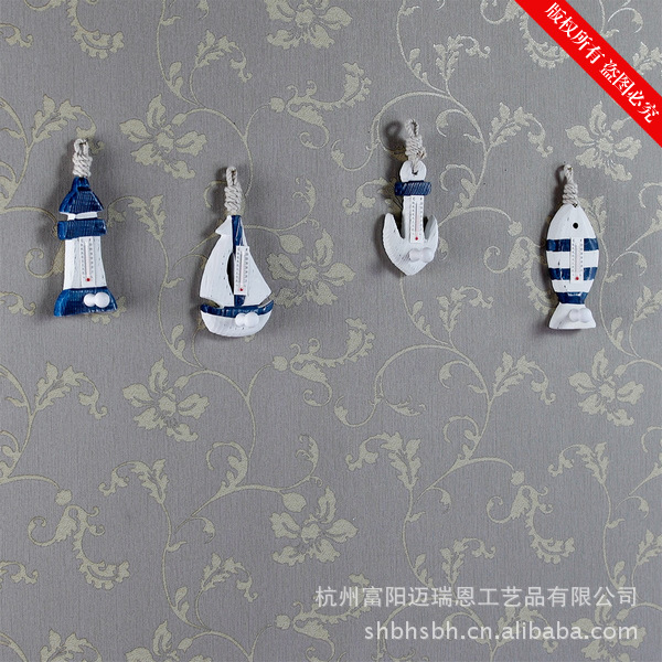 Mediterranean Solid Wood Hook Thermometer Household Pendant Ocean Wall Coat hook MA09019 Mediterranean Solid Wood Hook Thermometer Household Pendant Ocean Wall Coat hook MA09019