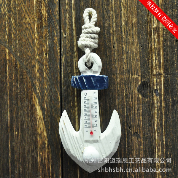 Mediterranean Solid Wood Hook Thermometer Household Pendant Ocean Wall Coat hook MA09019 Mediterranean Solid Wood Hook Thermometer Household Pendant Ocean Wall Coat hook MA09019
