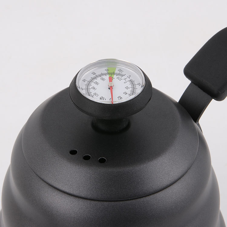 Steel Thin Mouth Hand Coffee Pot Black with Thermometer Hourglass Filter JapaneseStyle Thin Mouth Thin Mouth Kettle