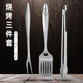 BBQ Plastic Handle Stainless Steel Combination Barbecue Fork Shovel Clip ThreePiece Set Accessories Barbecue Tools BBQ Plastic Handle Stainless Steel Combination Barbecue Fork Shovel Clip ThreePiece Set Accessories Barbecue Tools