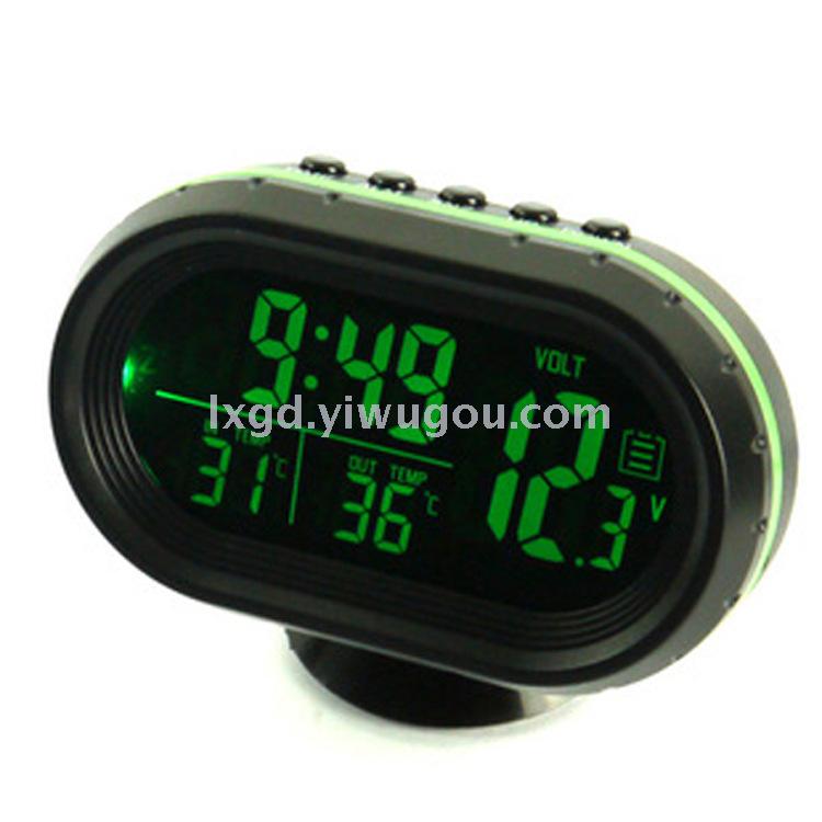 VST-7009V Car Electronic Clock Voltmeter Indoor and Outdoor Thermometer Three-in-One LED Backlit Alarm Clock Function