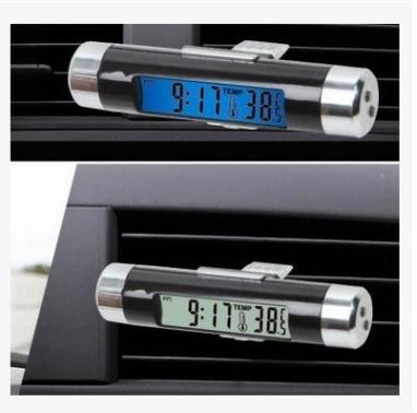 CT20 Car Clock Car Electronic Clock Car Thermometer Luminous Car Vent Thermometer Two-in-One