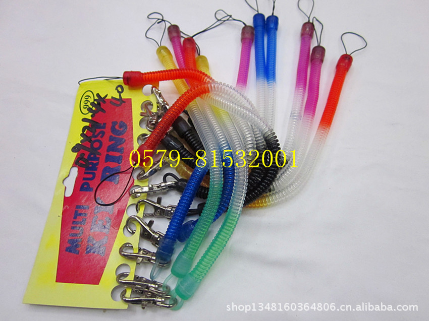 3-color plastic clip key ring plastic plastic spring spring line the spring ropes 7/buckle spring line