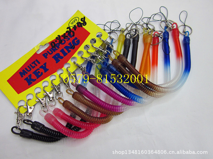 3-color plastic clip key ring plastic plastic spring spring line the spring ropes 7/buckle spring line