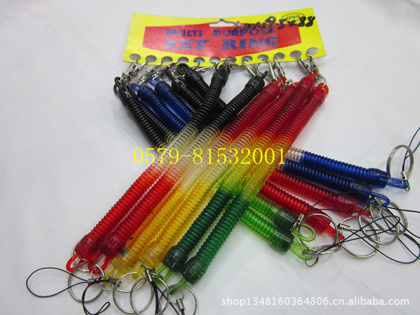 3-color plastic clip key ring plastic plastic spring spring line the spring ropes 7/buckle spring line