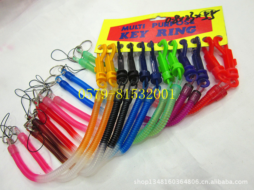 3-color plastic clip key ring plastic plastic spring spring line the spring ropes 7/buckle spring line