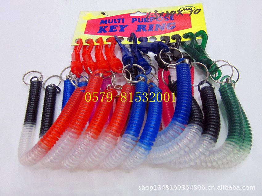 3-color plastic clip key ring plastic plastic spring spring line the spring ropes 7/buckle spring line
