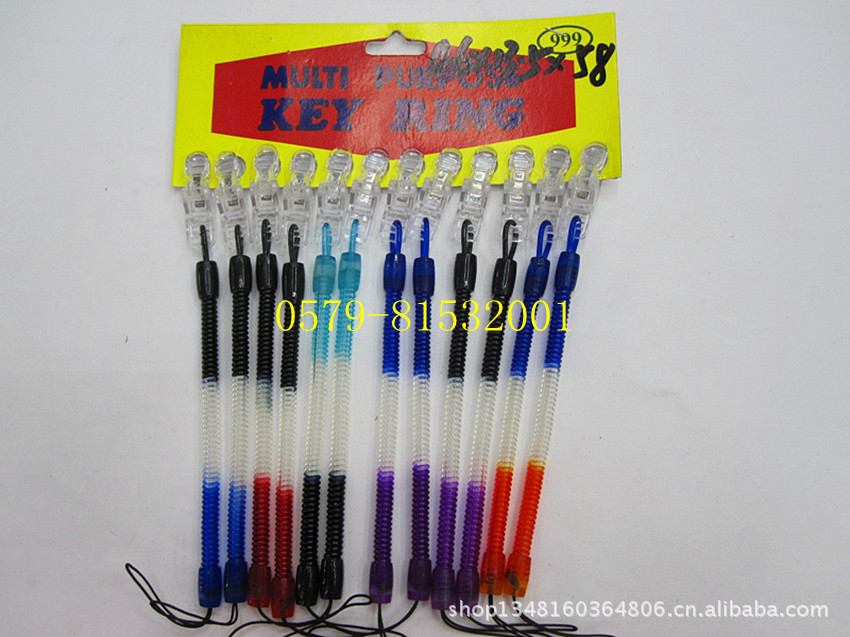 3-color plastic clip key ring plastic plastic spring spring line the spring ropes 7/buckle spring line