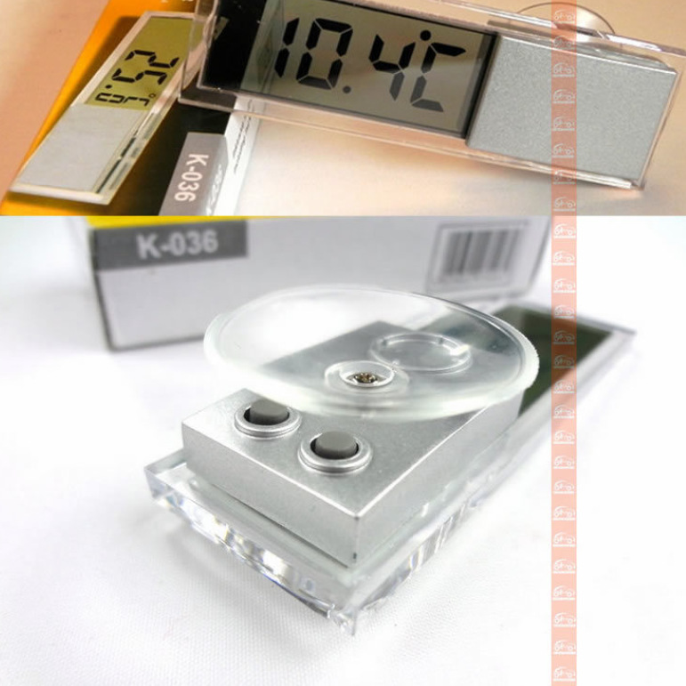 Transparent Suction Type LCD Thermometer Car Indoor Thermometer Car Supplies Household 036