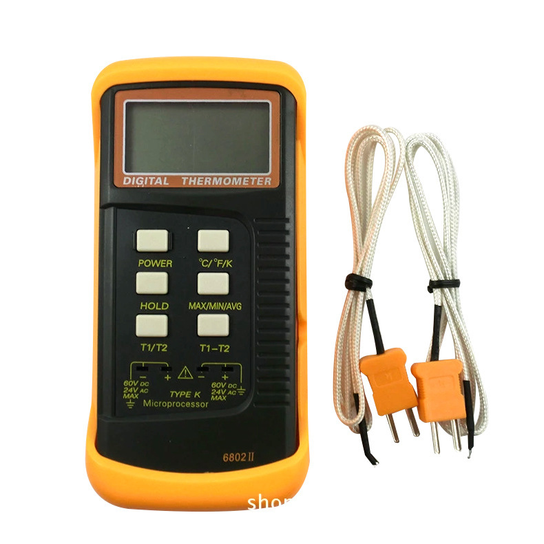 Dual-Probe Thermometer Dual-Channel Thermometer Thermocouple Temperature Detector K-Type Temperature Measuring Instrument