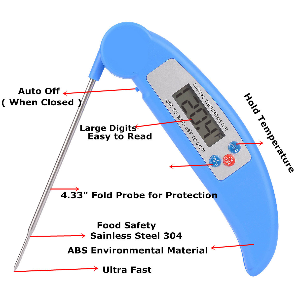 Folding Probe Barbecue Barbecue Thermometer Kitchen Food Electron Spectrum Thermometer Folding Probe Barbecue Barbecue Thermometer Kitchen Food Electron Spectrum Thermometer