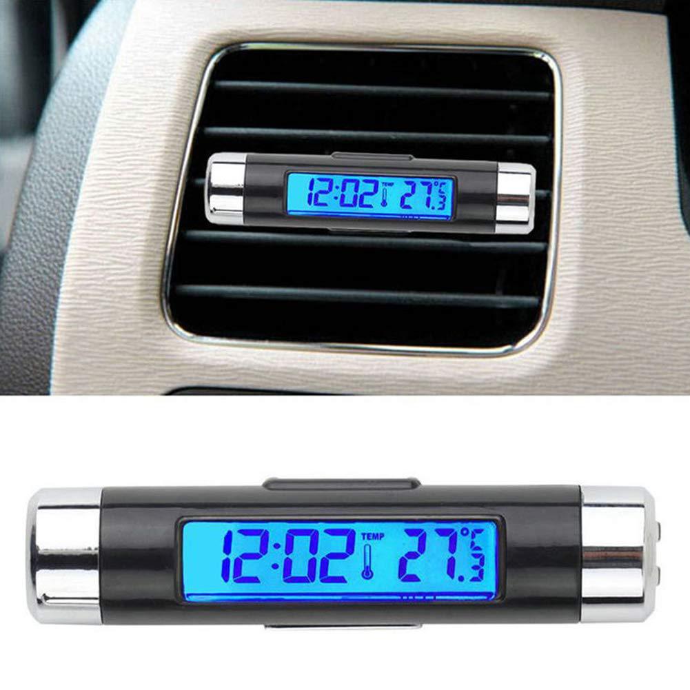 Car Electronic Clock Thermometer Car Luminous Clock Air Outlet Thermometer Two-in-One Supplies Clip-on K01