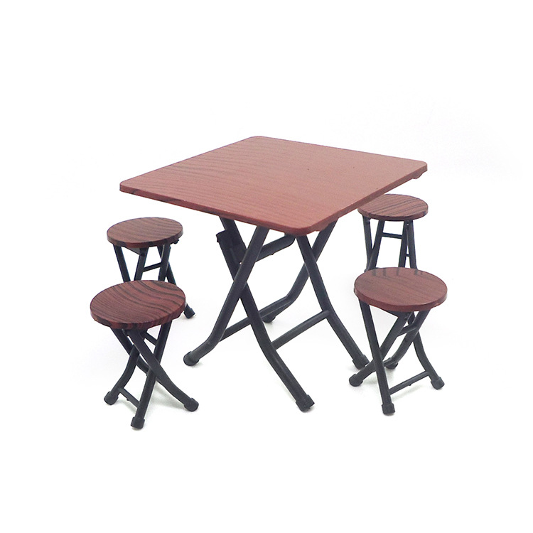 1:12 Dollhouse Accessories Dollhouse Mini Furniture Folding Table and Chair Set with 4 Stool Model