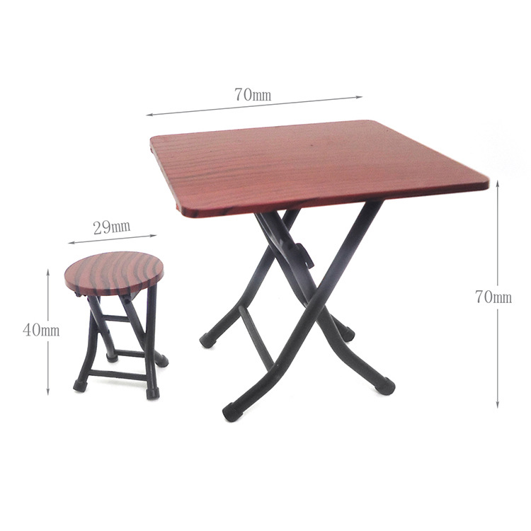 1:12 Dollhouse Accessories Dollhouse Mini Furniture Folding Table and Chair Set with 4 Stool Model