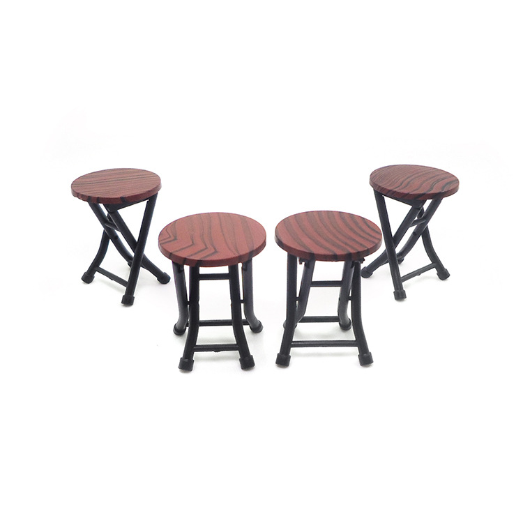 1:12 Dollhouse Accessories Dollhouse Mini Furniture Folding Table and Chair Set with 4 Stool Model