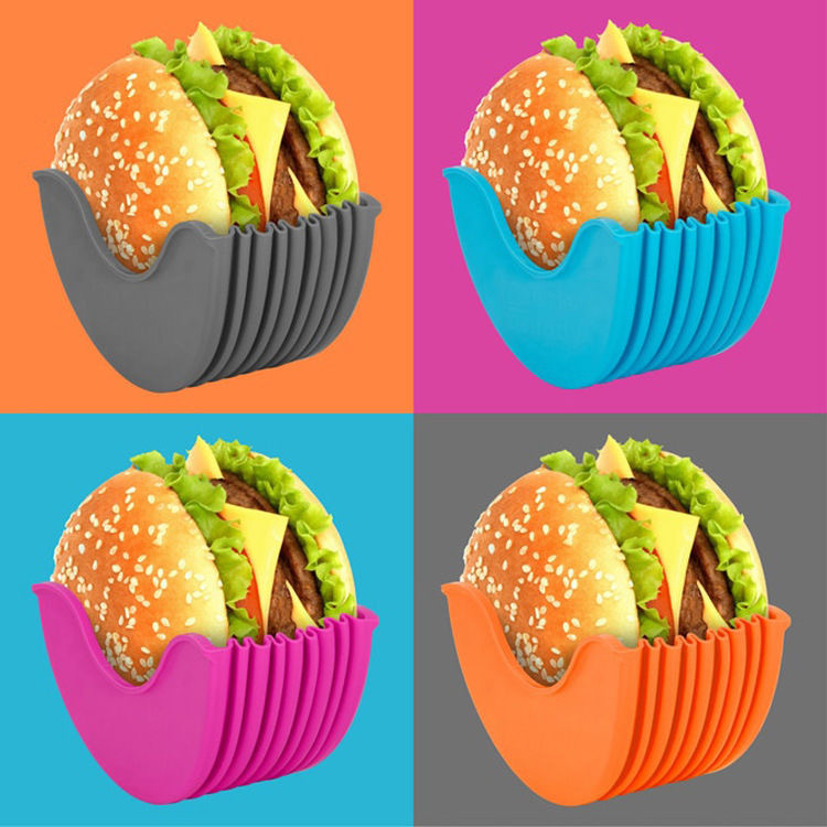 Hamburger Fixed Box Sandwich Storage Rack Silicone Anti-Drop Washable Retractable Plastic Clip Burger Bud