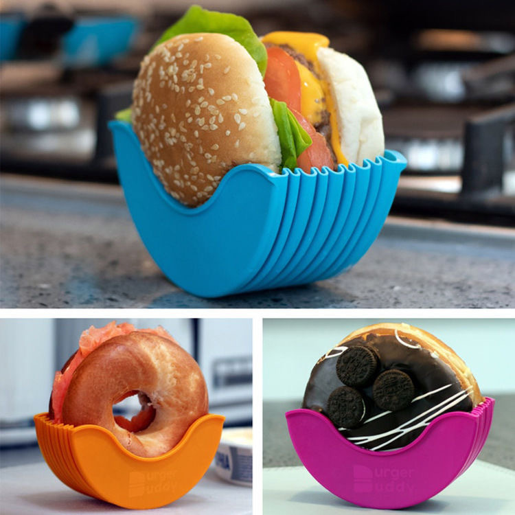 Hamburger Fixed Box Sandwich Storage Rack Silicone Anti-Drop Washable Retractable Plastic Clip Burger Bud