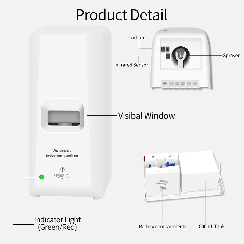 Induction Sterilizer Alcohol Sprayer Inductive NonContact WallMounted Soap Dispenser with Bracket Soap Dispenser