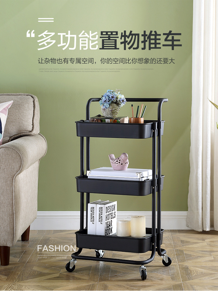 New Beauty Salon Storage Rack Bathroom Trolley Mobile Simple Kitchen Finishing Shelf Living Room Storage Trolley