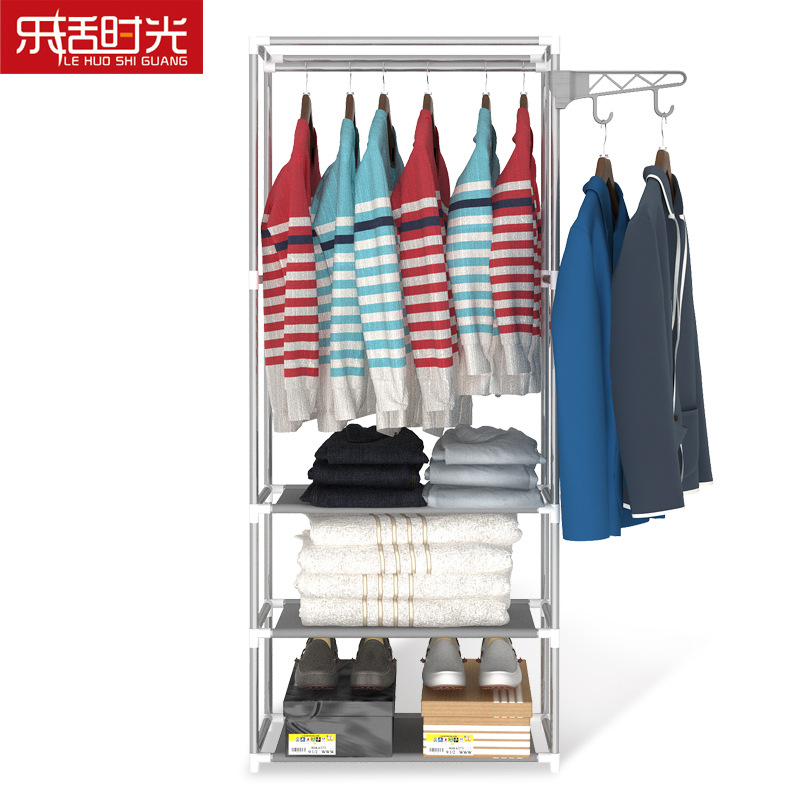 Simple Hallstand Floor Hangers-Bedroom Storage Rack Room Clothes Storage Rack Cabinet Simple Modern Double Poles