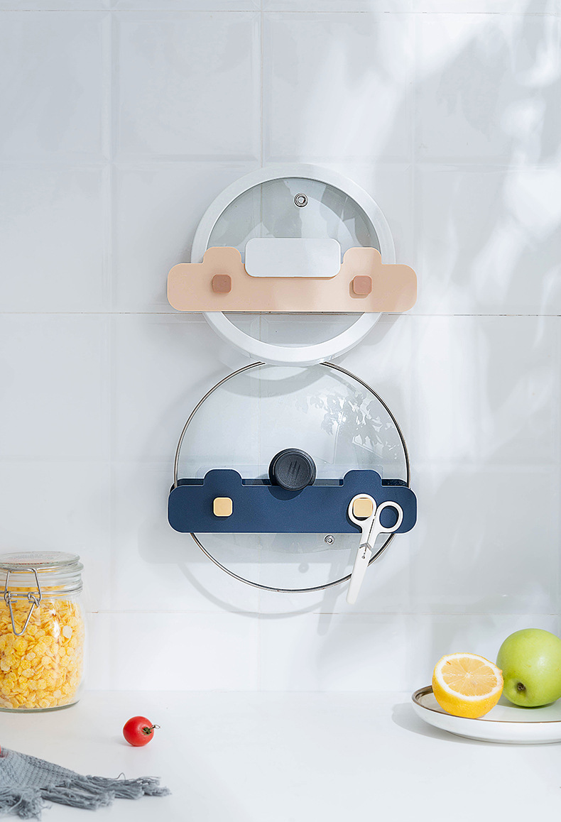 The design of non-punch pot cover rack cutting board storage rack wall hanging kitchen storage rack for pot cover shelf