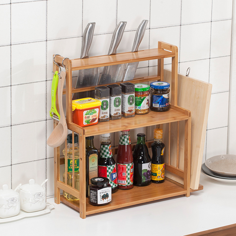 kitchen shelf seasoning rack knife rack chopping board rack bamboo storage rack kitchen supplies storage rack
