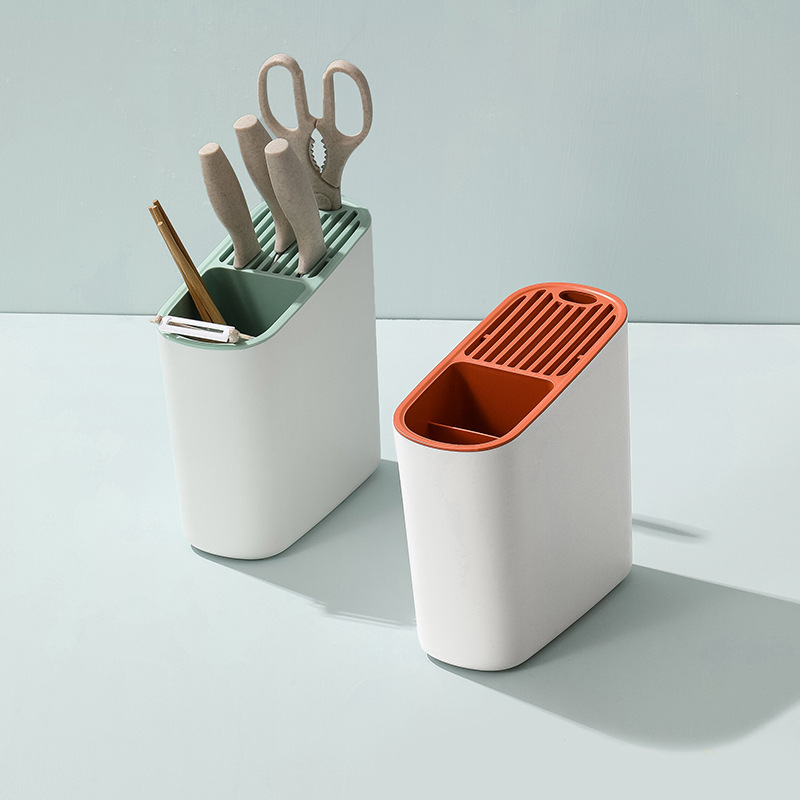 Bevel Chopsticks Box Draining Knife Holder Kitchen Supplies MultiFunctional Storage Rack PunchFree Knife Storage Rack