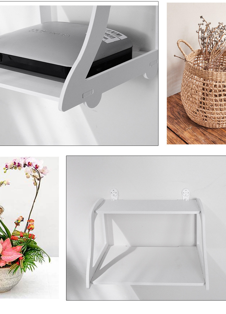 Hollow Double-Layer WiFi Router Storage Rack TV Wall-Mounted STB Shelves Punch-Free Wall-Mounted Storage Rack Hollow Double-Layer WiFi Router Storage Rack TV Wall-Mounted STB Shelves Punch-Free Wall-Mounted Storage Rack
