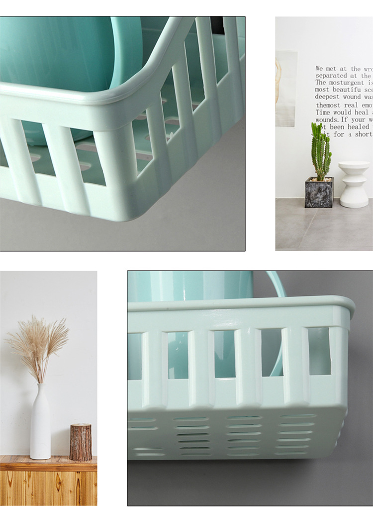 Plain Hollow-out Storage Rack Bathroom Punch-Free Non-Marking Storage Rack Bathroom Wall-Mounted Toiletries Storage Basket