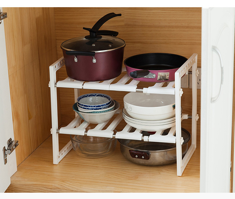 Kitchen Sink Rack Retractable Pot Rack Organizer Bathroom Floor Double-Layer Storage Rack Storage Rack