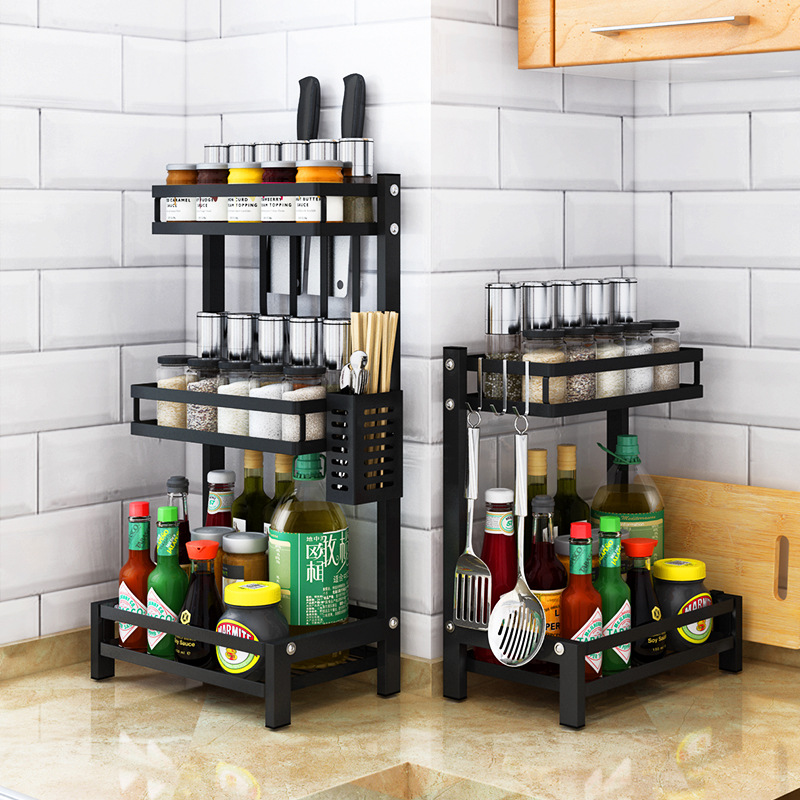 Kitchen rack seasoning rack Stainless steel storage rack cutter cutting board chopsticks rack oil and salt storage rack