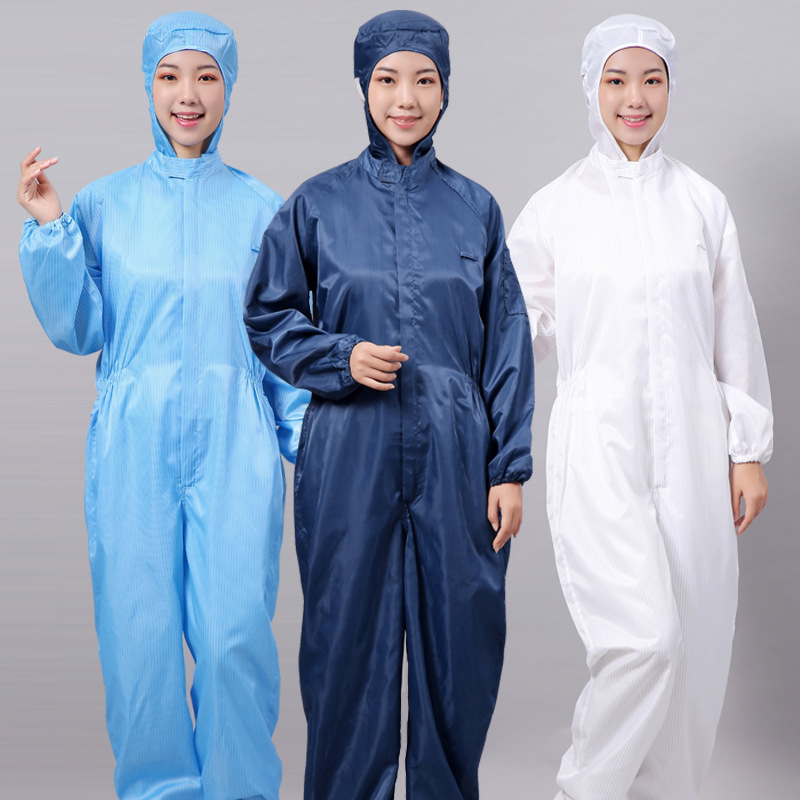 The antistatic onesie Protective Clothing Dustfree Workshop Proof Clothing Sprayer Clothing Striped Zipper Food Onesie