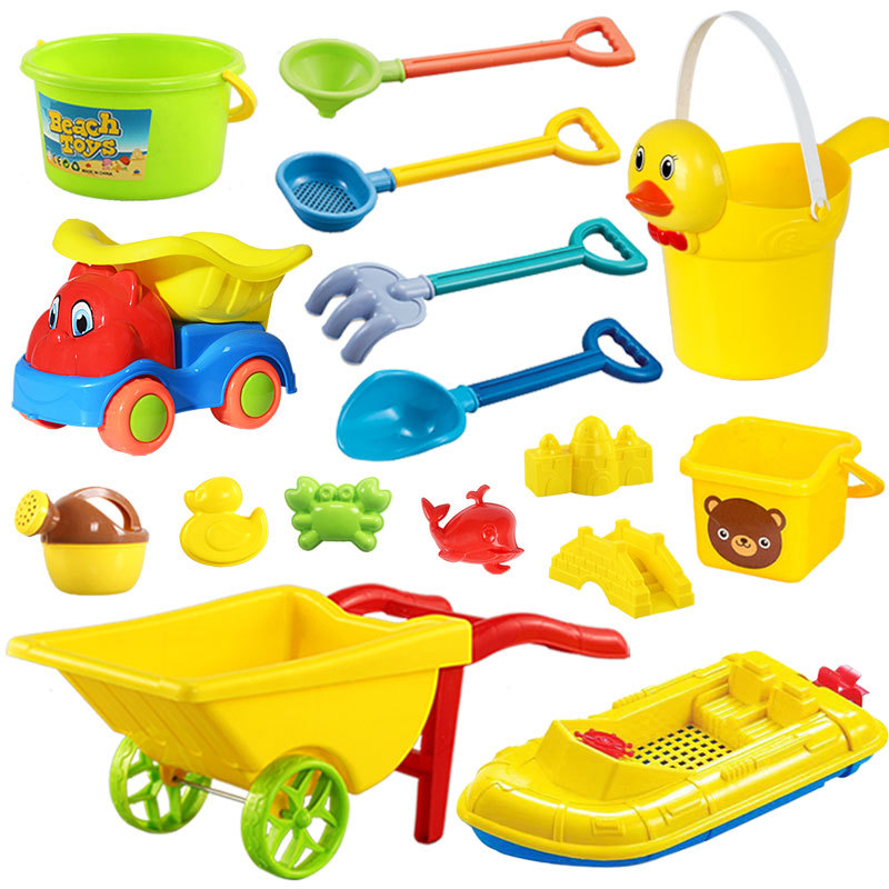 Children&#039;s Beach Toy Bucket Sand Digging Tool Outdoor Trolley Plastic Shovel Cassia Seed Sand Basin Toy Set