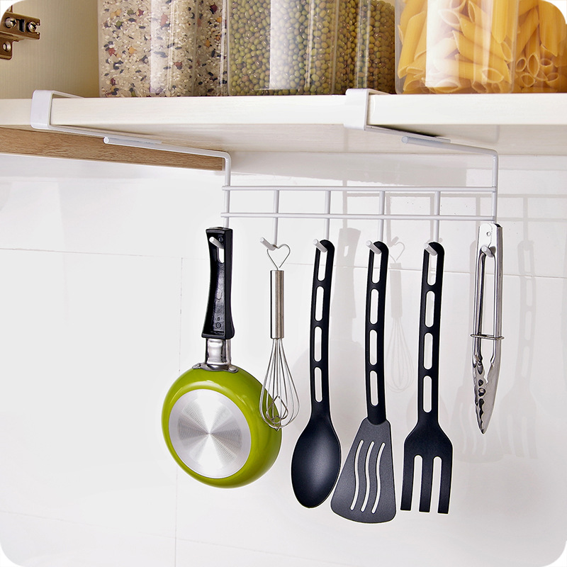 Multi-Functional Iron Cabinet Hook Kitchen Nail Free Wardrobe Organizer Kitchen Seamless Nail-Free Hook