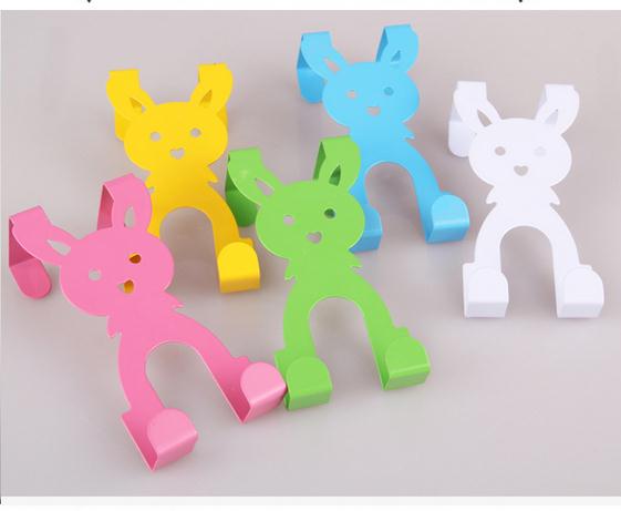 Cartoon Rabbit Creative and Powerful Iron Art Non-Marking Door Rear Hook Door Back Type Nail-Free Hanger Clothes Hook