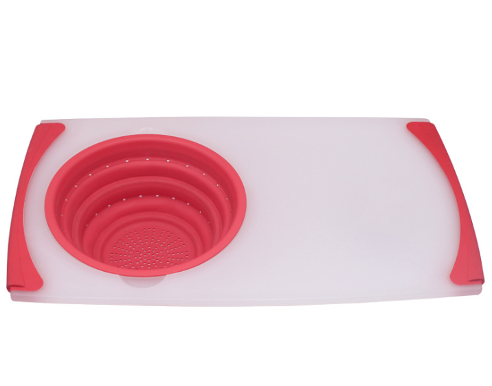 Kitchen Plastic Cutting Board Sink Vegetable Basin Anti-Cutting Board Household Drain Basket Folding Drain Basket Plasti