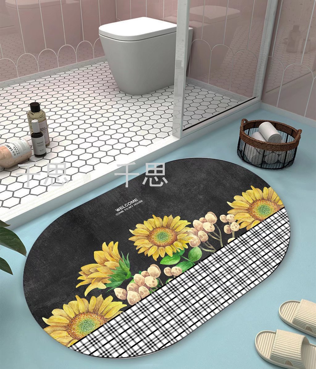 Diatom Ooze Absorbent Floor Mat Bathroom Water-Absorbing Non-Slip Mat Bathroom Step Mat Door Mat Kitchen Toilet Carpet Soft Mat