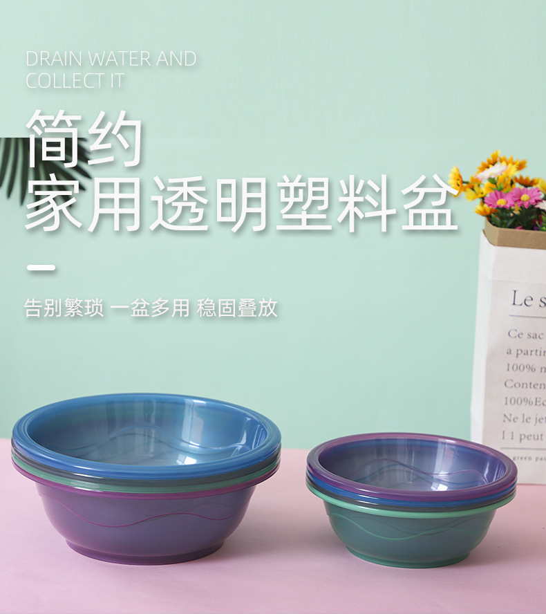 Multi-Specification Commercial Plastic Basin Transparent Household Wash Washbasin Transparent Basin Fruit and Vegetable Basin Gift Basin Transparent Basin Multi-Specification Commercial Plastic Basin Transparent Household Wash Washbasin Transparent Basin Fruit and Vegetable Basin Gift Basin Transparent Basin