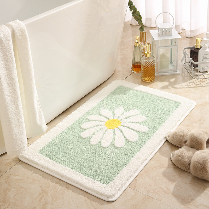 Cross-Border Little Daisy Bathroom Absorbent Floor Mat Fresh Bathroom Entrance Floor Mat Toilet Non-Slip Mat Household Carpet