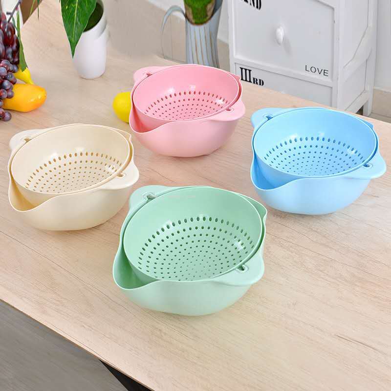 Double-Layer Flip Washing Basin Drain Basket Kitchen Household Rice Washing Blue Plastic Washing Water Fruit and Vegetable Basket Double-Layer Flip Washing Basin Drain Basket Kitchen Household Rice Washing Blue Plastic Washing Water Fruit and Vegetable Basket